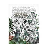Фабна фанки 'Wildflower Bloom Owl Book Print' Canvas Art