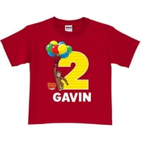 Персонализирана iousубопитна Georgeорџ Балони за роденден Црвена маица