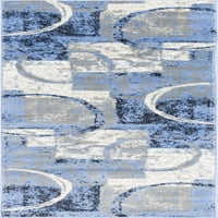 Добро ткаени сфери на пепел акварел модерен килим со сина област