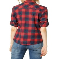 Единствени поволни цени за ракави на женските ракави со ракави на џеб карирани блузи со блуза од кошула