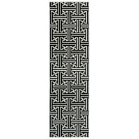 Авалон дом Брекен геометриска текстура Транзициски тркач килим, црно