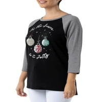 Време на одмор, женски и женски плус Божиќ Раглан, графичка маица со долг ракав