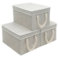Преклопни канти за складирање на ткаенини со капаци и рачки, кутии за склопување за складирање за плакарот