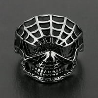 Крајбрежен накит од не'рѓосувачки челик пајак на череп прстен
