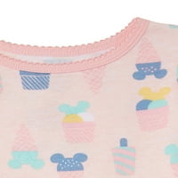 Дизни Мини глушец за девојчиња за бебе и мали деца, панталони и шорцеви, сет со памучни пижами од 4 парчиња,