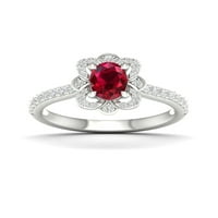 Империјал скапоцен камен Стерлинг сребрен овален пресек создаден рубин и создаден бел сафир цветно прстен за ангажман на жени