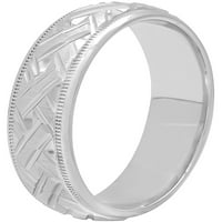 Менс Стерлинг сребрена корпа ткаат прстен со детали за работ на работ