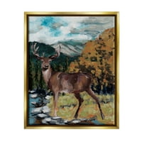 Sumbell Rustic Sildlife Deer сликање животни и инсекти сликање златен пловиј врамен уметнички печатен wallид