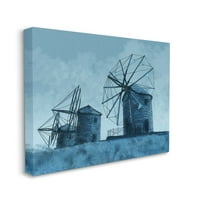 Sumplepe Home Décor Windmill Blue Farm Pandscape сликарство на платно wallидна уметност од Карен Дрејфус