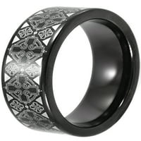 Машка црна IP волфрам келтска крст шема свадбена лента - машка прстен